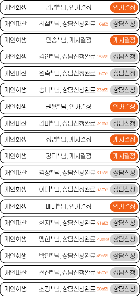 실시간 상담 목록